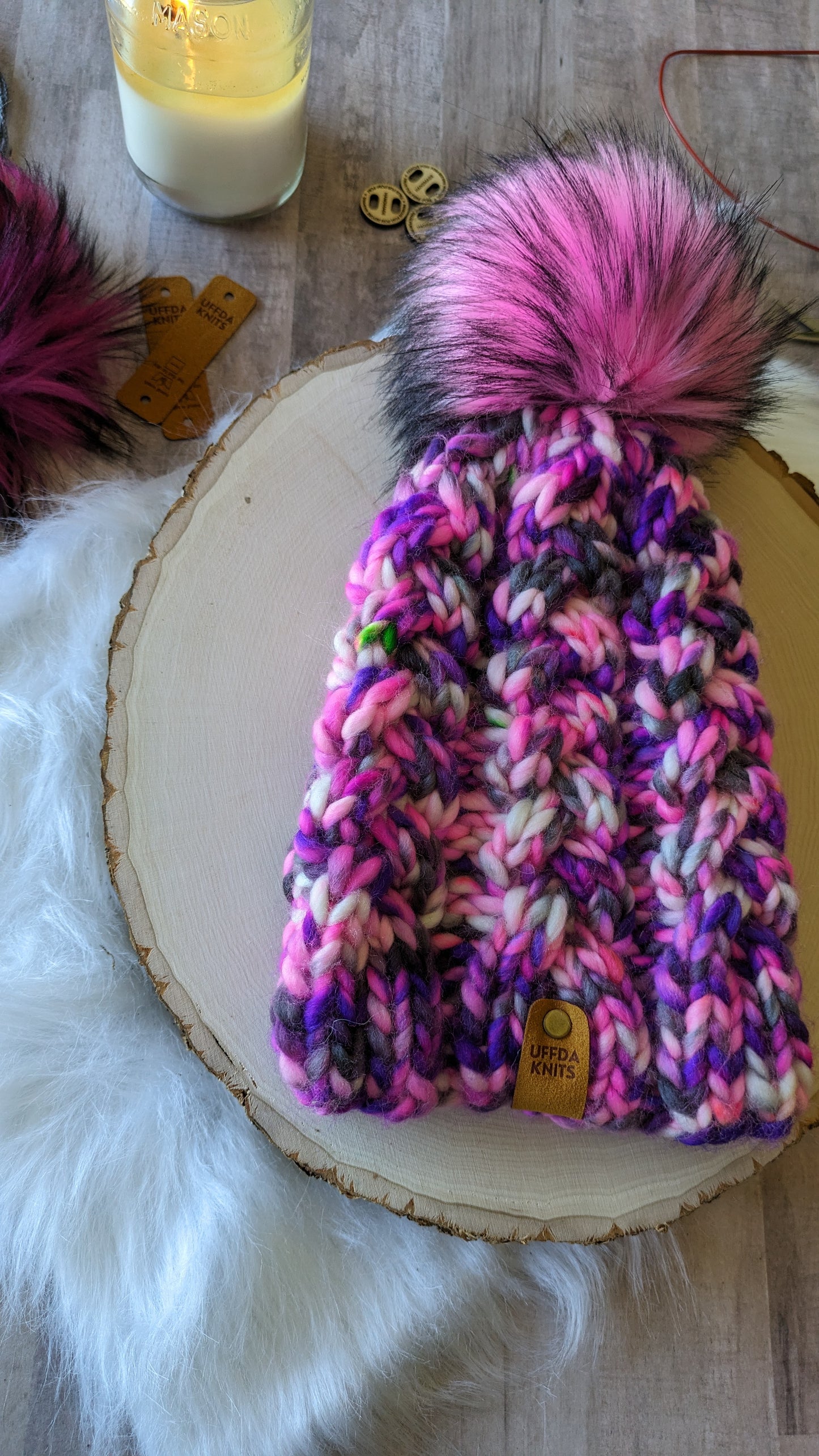 Purple Multi Braid Beanie