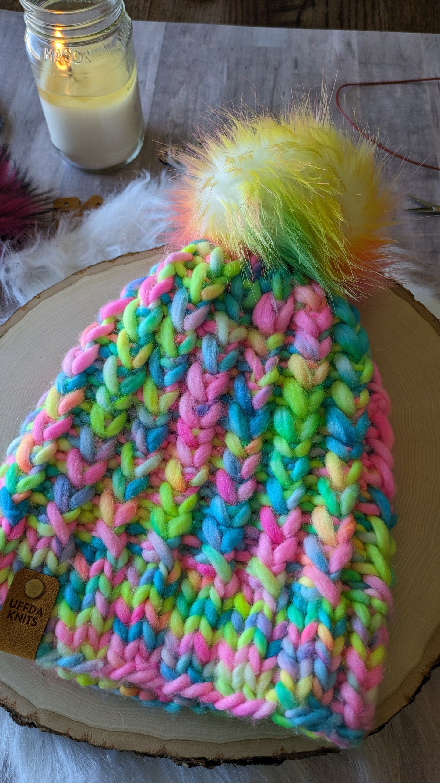 Pastel Rainbow Curlique Beanie